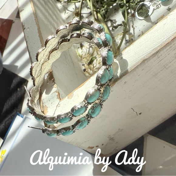 Alquimia Blue and Silver Dangle Earrings with Ornate Design - Picture 1 of 1